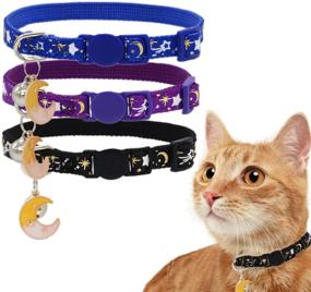 img 4 attached to 🐱 Enhanced Safety and Style: Adjustable Breakaway Cat Collar Set with Bell - Galaxy Element Design (3PCS)