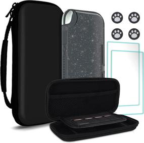 img 4 attached to 🎮 TIKOdirect Carrying Case for Nintendo Switch Lite: Pink Shockproof Travel Bag with Glitter Galaxy Design, Screen Protectors, Cute Cat Claw Thumb Grips Caps, and Large Storage