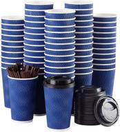 ☕ 16 oz disposable coffee cups with lids and straws - 90 set to go hot paper coffee cup with lid - ideal for beverages, espresso, tea - insulated, reusable ripple cups for cold drinks - finger-safe design, protects from heat logo