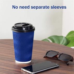 img 1 attached to ☕ 16 oz Disposable Coffee Cups with Lids and Straws - 90 Set To Go Hot Paper Coffee Cup with Lid - Ideal for Beverages, Espresso, Tea - Insulated, Reusable Ripple Cups for Cold Drinks - Finger-Safe Design, Protects from Heat