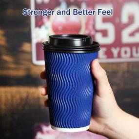 img 2 attached to ☕ 16 oz Disposable Coffee Cups with Lids and Straws - 90 Set To Go Hot Paper Coffee Cup with Lid - Ideal for Beverages, Espresso, Tea - Insulated, Reusable Ripple Cups for Cold Drinks - Finger-Safe Design, Protects from Heat