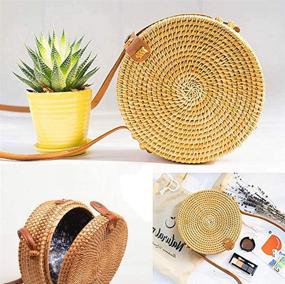 img 2 attached to Handmade Rattan Zipper Adjustable Wicker Women's Handbags & Wallets and Shoulder Bags