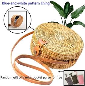 img 3 attached to Handmade Rattan Zipper Adjustable Wicker Women's Handbags & Wallets and Shoulder Bags