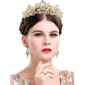 img 3 attached to 👑 Exacoo Gold Tiara: Elegant Wedding Tiaras and Crowns for Women - Rhinestone Queen Tiara, Perfect for Princess Crown, Birthday, Wedding, Prom, Bridal Party, Halloween Costume, Christmas Gifts