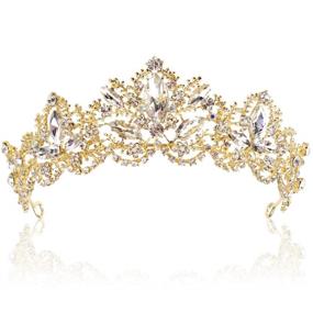 img 4 attached to 👑 Exacoo Gold Tiara: Elegant Wedding Tiaras and Crowns for Women - Rhinestone Queen Tiara, Perfect for Princess Crown, Birthday, Wedding, Prom, Bridal Party, Halloween Costume, Christmas Gifts