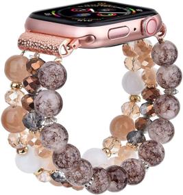 img 4 attached to Браслет из янтаря CAGOS для Apple Watch 38 мм/40 мм серии SE/6/5/4/3/2/1 - ручная эластичная ремешок с нержавеющим стальным адаптером, милое заменяющее украшение для iWatch