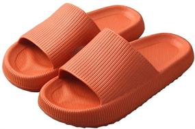 img 4 attached to 🚿 GEMAX Soft Cushioned Massage Shower Slides Slippers for Women and Men - Ultra Thick Lightweight Non-Slip Quick Drying Open Toe Pillow Slippers