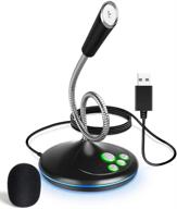 hqda usb computer microphone: volume control, led indicator, plug & 🎤 play, gooseneck mic - perfect for pc, laptop, mac, gaming, and studio recording logo