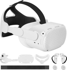 img 4 attached to 🎁 MASiKEN Accessories 6-IN-1 for Oculus Quest 2 - Head Strap Replacement Kits, VR Front Cap, Controller Cover, Face Pad - Release Face Squeeze, Comfortable Wearing - Family Holiday Bundle (BayMax White Set)