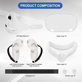 img 3 attached to 🎁 MASiKEN Accessories 6-IN-1 for Oculus Quest 2 - Head Strap Replacement Kits, VR Front Cap, Controller Cover, Face Pad - Release Face Squeeze, Comfortable Wearing - Family Holiday Bundle (BayMax White Set)