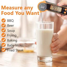 img 1 attached to 🌡️ Waterproof Instant Read Meat Thermometer for Cooking - Fast, Precise Digital Food Thermometer with Magnet, Backlight, Calibration, and Foldable Probe - Ideal for Deep Frying, Grilling, BBQ, Kitchen, or Outdoor Use