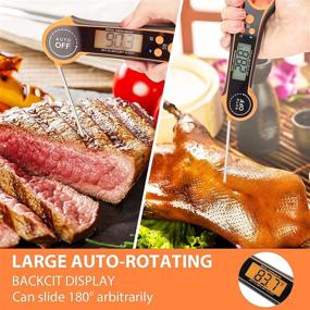 img 2 attached to 🌡️ Waterproof Instant Read Meat Thermometer for Cooking - Fast, Precise Digital Food Thermometer with Magnet, Backlight, Calibration, and Foldable Probe - Ideal for Deep Frying, Grilling, BBQ, Kitchen, or Outdoor Use