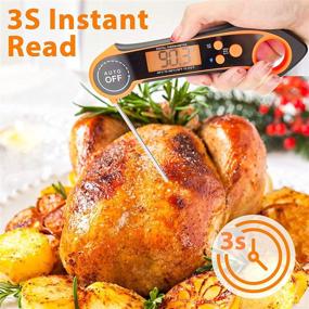 img 3 attached to 🌡️ Waterproof Instant Read Meat Thermometer for Cooking - Fast, Precise Digital Food Thermometer with Magnet, Backlight, Calibration, and Foldable Probe - Ideal for Deep Frying, Grilling, BBQ, Kitchen, or Outdoor Use