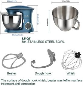 img 2 attached to 🍰 Vinmax Stand Mixer: Electric Kitchen Mixer with 8.5QT Stainless Steel Bowl, 6-Speed Tilt-Head Mixer for Baking, Cakes & Frosting - Includes Dough Hook, Beater, Whisk (Blue)