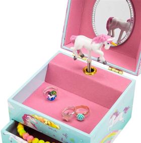 img 1 attached to 🦄 Jewelkeeper Unicorn Rainbow Design Musical Jewelry Box with Pullout Drawer, The Unicorn Tune