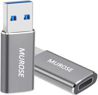 💻 murose usb c adapter (2-pack), type c female to usb 3.0 male adapter - compatible with laptops, power banks, chargers, and more devices with usb-a ports (grey) logo