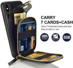 img 2 attached to 📱 Black ZVE iPhone Xs Max Wallet Case with Zipper Card Slot, Crossbody Strap and Protective Cover - 6.5 inch