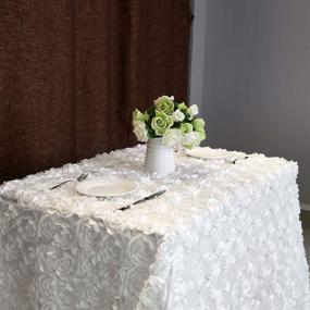 img 2 attached to 🌹 90x132 Inches Rectangular Satin Raised Rosette Tablecloth with 3D Floral Design - Ideal for Wedding, Baby Shower, Bridal Shower, and Meeting Events Decoration