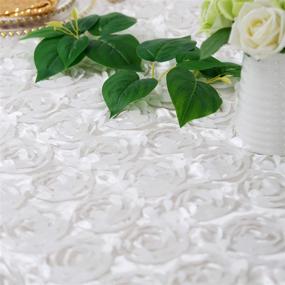 img 1 attached to 🌹 90x132 Inches Rectangular Satin Raised Rosette Tablecloth with 3D Floral Design - Ideal for Wedding, Baby Shower, Bridal Shower, and Meeting Events Decoration