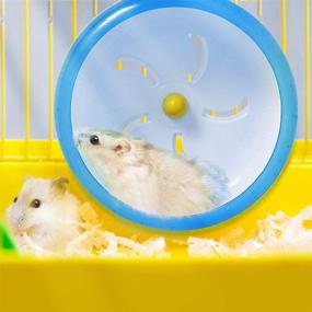 img 3 attached to POPETPOP Silent Hamster Wheel: Quiet Pet Exercise Wheel for Hamsters, Rats, and Gerbils - Blue