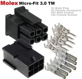 img 3 attached to 🔌 Molex Micro-Fit 3.0 Dual Row Receptacle Plug with Terminal Sockets - 6 Circuits - Male & Female (Pack of 3 Complete Set)