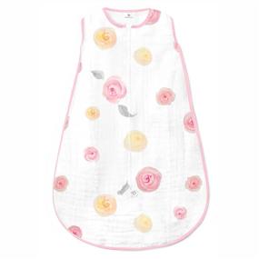 img 4 attached to 🌹 Amazing Baby Muslin Sleeping Sack: Watercolor Roses in Pink, Medium Size, with 2-Way Zipper - The Ideal Wearable Blanket!