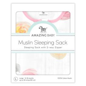 img 3 attached to 🌹 Amazing Baby Muslin Sleeping Sack: Watercolor Roses in Pink, Medium Size, with 2-Way Zipper - The Ideal Wearable Blanket!