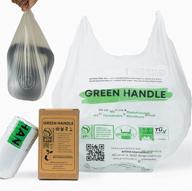 🌱 bpi certified compostable kitchen compost bin liner trash bags with handles - green handle us, t-shirt type wet food waste reusable grocery bag - easy tie, extra thick (22 mic or 0.87 mils) up to 2.6 gallon, 9.8 liter - us bpi astm d6400 europe ok compost home and seedling certified - designed in california (25 count - suitable for 1~2 member family) logo