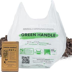 img 3 attached to 🌱 BPI Certified Compostable Kitchen Compost Bin Liner Trash Bags with Handles - Green Handle US, T-shirt Type Wet Food Waste Reusable Grocery Bag - Easy Tie, Extra Thick (22 mic or 0.87 mils) up to 2.6 Gallon, 9.8 Liter - US BPI ASTM D6400 Europe OK Compost Home and Seedling Certified - Designed in California (25 Count - Suitable for 1~2 Member Family)