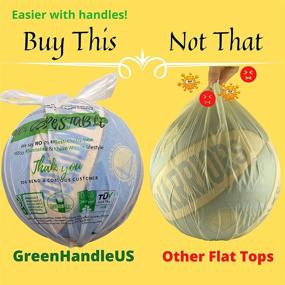 img 1 attached to 🌱 BPI Certified Compostable Kitchen Compost Bin Liner Trash Bags with Handles - Green Handle US, T-shirt Type Wet Food Waste Reusable Grocery Bag - Easy Tie, Extra Thick (22 mic or 0.87 mils) up to 2.6 Gallon, 9.8 Liter - US BPI ASTM D6400 Europe OK Compost Home and Seedling Certified - Designed in California (25 Count - Suitable for 1~2 Member Family)