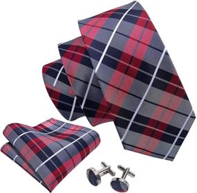 img 1 attached to 💼 Business Pocket Square Cufflinks - Striped Design