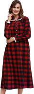 women's plaid fleece nightgowns christmas nightshirt with lace trim, long sleeve house dress featuring pockets by colorfulleaf logo