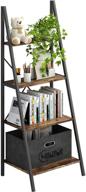 📚 4nm industrial 4-tier ladder shelf: metal bookshelf, multifunctional plant stand, storage rack - rustic brown & black логотип