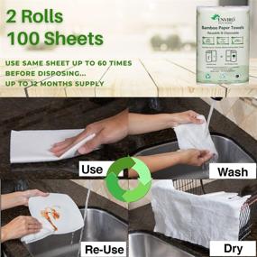 img 3 attached to 🌱 Eco-Friendly Bamboo Paper Towels - Reusable & Washable | 2 Rolls, 100 Sheets | Compostable, Disposable, Tree-Free Kitchen Paper Towel