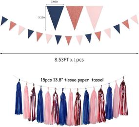 img 3 attached to 23pcs Gender-Reveal Party Decoration Kit: Navy Blue, Pink, Rose Gold Paper Flowers, Banner Flags, Circle Banner, Tassel Garland - Perfect for Birthdays, Bachelorettes, Bridal Showers, and Engagements!