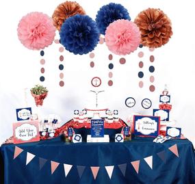 img 1 attached to 23pcs Gender-Reveal Party Decoration Kit: Navy Blue, Pink, Rose Gold Paper Flowers, Banner Flags, Circle Banner, Tassel Garland - Perfect for Birthdays, Bachelorettes, Bridal Showers, and Engagements!