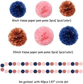 img 2 attached to 23pcs Gender-Reveal Party Decoration Kit: Navy Blue, Pink, Rose Gold Paper Flowers, Banner Flags, Circle Banner, Tassel Garland - Perfect for Birthdays, Bachelorettes, Bridal Showers, and Engagements!