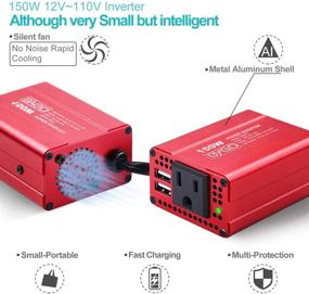 img 3 attached to 🔌 BYGD 150W Преобразователь напряжения: DC 12V в 110V AC со встроенными зарядными розетками и 2,4A USB-портами – автомобильный адаптер-конвертер