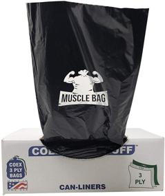 img 1 attached to 🗑️ Muscle Bag - 55 Gallon 1.5Mil Trash Bags | Individually Folded | 50/Case | Perforated Top | Easy Dispensing | Coex Plastic | 55 Gal Garbage Bags