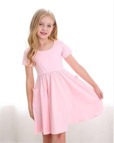 img 1 attached to 👗 STELLE Toddler Sleeve Casual School Girls' Dresses for Stylish and Comfortable Clothing