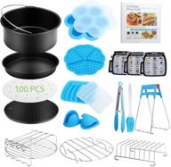 🍽️ 8 inch air fryer accessories - 19 pieces with recipe cookbook for gowise usa phillips cozyna, fits 3.7qt-6.8qt air fryer - cake barrel, pizza pan included logo