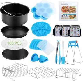 img 4 attached to 🍽️ 8 Inch Air Fryer Accessories - 19 Pieces with Recipe Cookbook for Gowise USA Phillips Cozyna, Fits 3.7QT-6.8QT Air Fryer - Cake Barrel, Pizza Pan Included