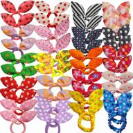 🎀 himeeu 40 pcs girls rabbit ear hair ties: no crease ponytail holders for toddlers & women - random colors! logo