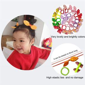 img 1 attached to 🎀 Himeeu 40 PCS Girls Rabbit Ear Hair Ties: No Crease Ponytail Holders for Toddlers & Women - Random Colors!