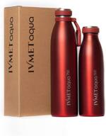 🚰 ivmet aqua stainless steel double wall vacuum insulated drinking bottle flask: the ultimate reusable canteen for sport, school, fitness & outdoor activities (ruby red, 25.3 oz/750 ml) логотип