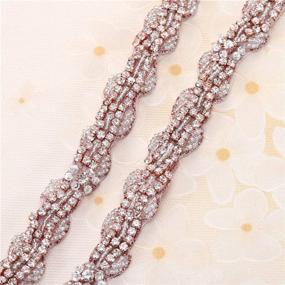 img 2 attached to 💎 Exquisite Rose Gold Rhinestone Wedding Dress Applique: Stunning Sparkle for Bridal Ribbon Belt, Iron-On Jeweled Crystal Thin Sash Applique