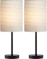 🏠 enhance your space with portres 18.75'' traditional accent table lamp set of 2 - perfect for bedroom, living room, kids room, study room, office - rustic decor, nightstand, rice paper lamps (black & white) логотип