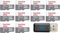 📷 sandisk 32gb 32g micro sdhc ultra (10 pack) memory card + everything but stromboli card reader – high-speed class 10 microsd tf flash memory card sdsqunb-0032g-gn3mn logo