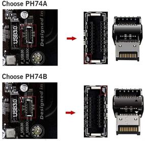 img 2 attached to 🔌 Адаптер USB C 90° - Внутренний разъем фронтальной панели USB 3.2 Type E, угловой адаптер PH74A