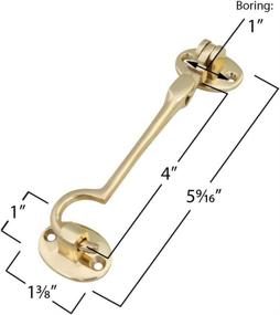 img 2 attached to 🔓 Renovators Supply Solid Brass Swivel Pivot Style Cabin Eyelet Latches: 4 Inches Heavy Hooks for Cabinet, Window, Kitchen, and More